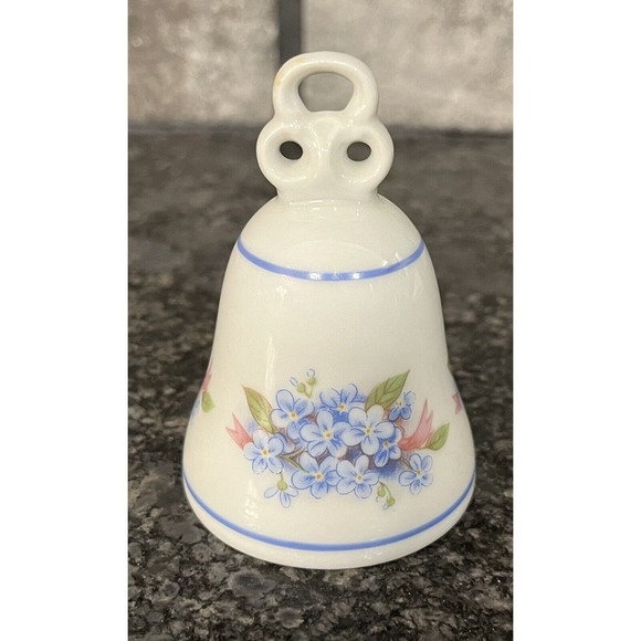 Vintage Small Jaeger Porcelain “Forget Me Not” Bell Bavaria Germany - Picture 1 of 6